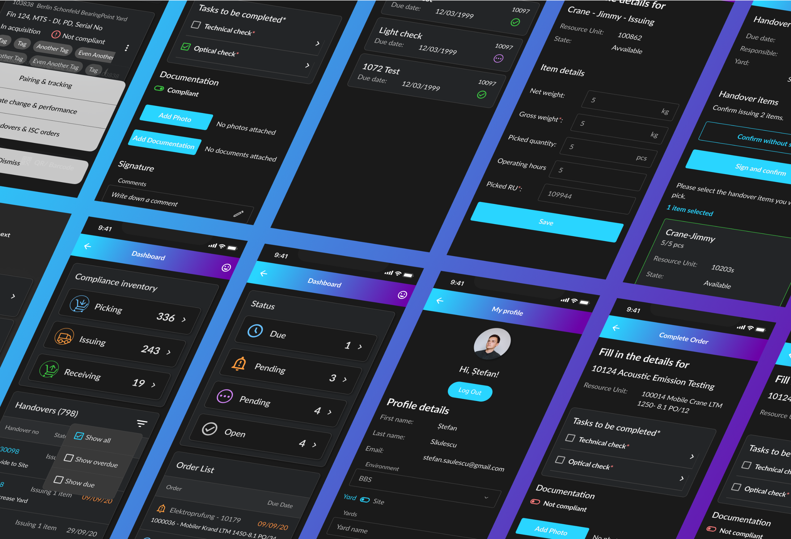 Application screens collage